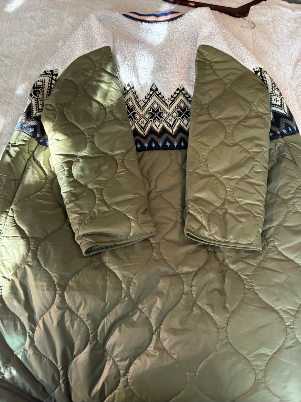 Anthropologie Quilted Fair Isle Coat in Moss Size Small New With Tags - Picture 11 of 14